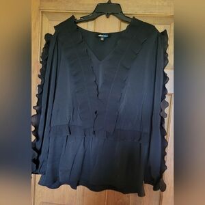 Alice blue 2xl Black Ruffled Accent Blouse